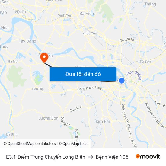 E3.1 Điểm Trung Chuyển Long Biên to Bệnh Viện 105 map