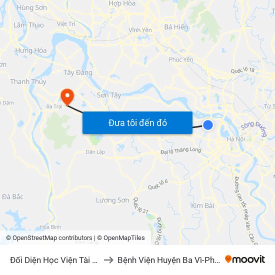 Đối Diện Học Viện Tài Chính - Đường Đức Thắng to Bệnh Viện Huyện Ba Vì-Phòng Khám Đa Khoa-Cấp Cứu map