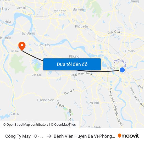 Công Ty May 10 - Nguyễn Văn Linh to Bệnh Viện Huyện Ba Vì-Phòng Khám Đa Khoa-Cấp Cứu map