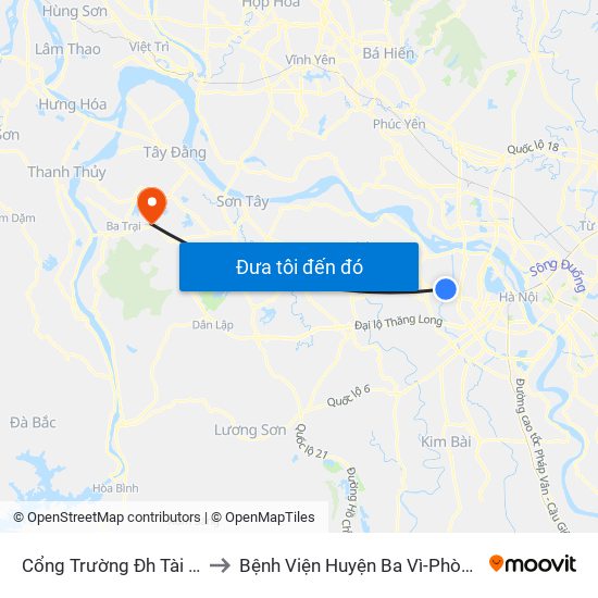 Cổng Trường Đh Tài Nguyên Môi Trường to Bệnh Viện Huyện Ba Vì-Phòng Khám Đa Khoa-Cấp Cứu map