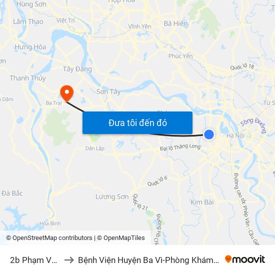 2b Phạm Văn Đồng to Bệnh Viện Huyện Ba Vì-Phòng Khám Đa Khoa-Cấp Cứu map