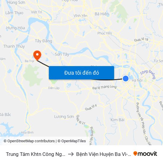 Trung Tâm Khtn Công Nghệ Quốc Gia - 18 Hoàng Quốc Việt to Bệnh Viện Huyện Ba Vì-Phòng Khám Đa Khoa-Cấp Cứu map