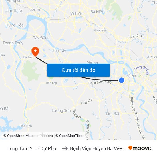 Trung Tâm Y Tế Dự Phòng Hn - 70 Nguyễn Chí Thanh to Bệnh Viện Huyện Ba Vì-Phòng Khám Đa Khoa-Cấp Cứu map