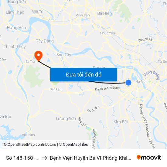 Số 148-150 Cầu Giấy to Bệnh Viện Huyện Ba Vì-Phòng Khám Đa Khoa-Cấp Cứu map