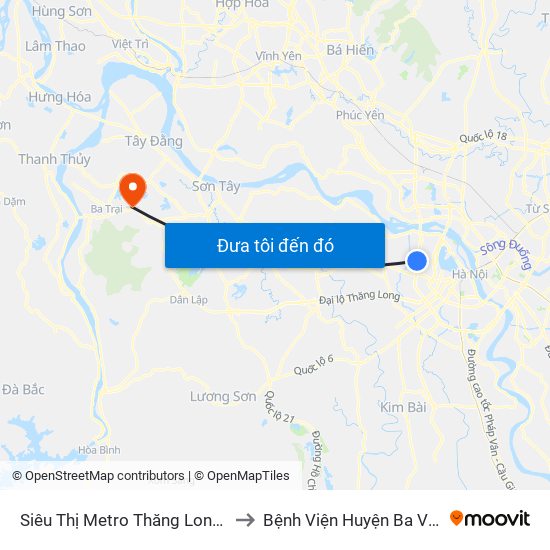 Siêu Thị Metro Thăng Long - Đối Diện Ngõ 599 Phạm Văn Đồng to Bệnh Viện Huyện Ba Vì-Phòng Khám Đa Khoa-Cấp Cứu map