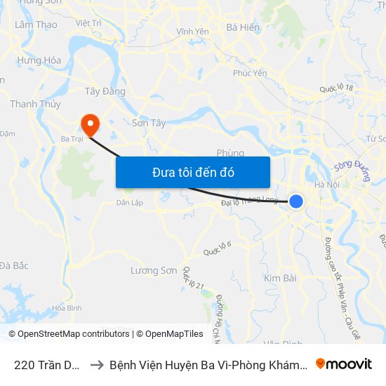 220 Trần Duy Hưng to Bệnh Viện Huyện Ba Vì-Phòng Khám Đa Khoa-Cấp Cứu map