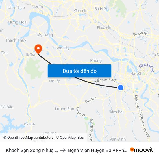 Khách Sạn Sông Nhuệ (148 Trần Phú- Hà Đông) to Bệnh Viện Huyện Ba Vì-Phòng Khám Đa Khoa-Cấp Cứu map