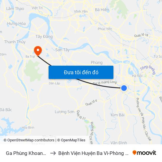 Ga Phùng Khoang - 81 Trần Phú to Bệnh Viện Huyện Ba Vì-Phòng Khám Đa Khoa-Cấp Cứu map