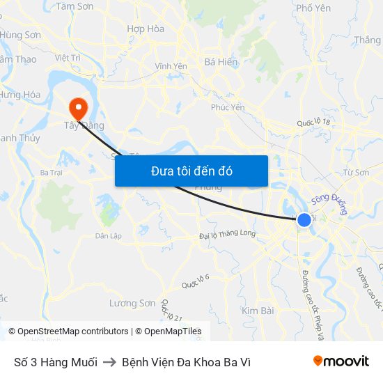 Số 3 Hàng Muối to Bệnh Viện Đa Khoa Ba Vì map