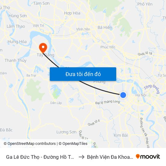 Ga Lê Đức Thọ - Đường Hồ Tùng Mậu to Bệnh Viện Đa Khoa Ba Vì map