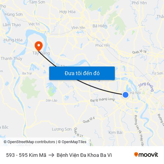 593 - 595 Kim Mã to Bệnh Viện Đa Khoa Ba Vì map