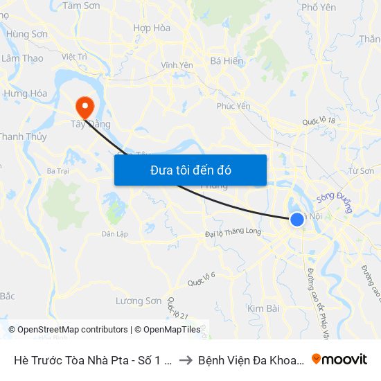 Hè Trước Tòa Nhà Pta - Số 1 Kim Mã to Bệnh Viện Đa Khoa Ba Vì map