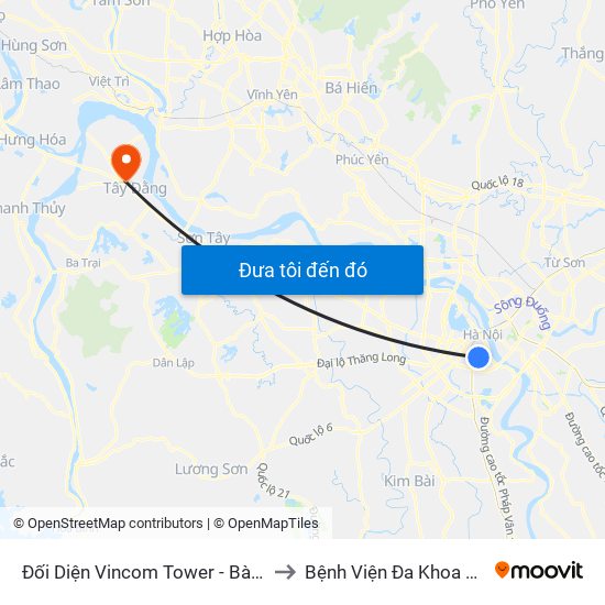 Đối Diện Vincom Tower - Bà Triệu to Bệnh Viện Đa Khoa Ba Vì map