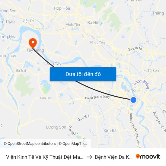 Viện Kinh Tế Và Kỹ Thuật Dệt May - 478 Minh Khai to Bệnh Viện Đa Khoa Ba Vì map