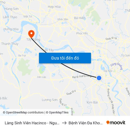 Làng Sinh Viên Hacinco - Nguyễn Tuân to Bệnh Viện Đa Khoa Ba Vì map