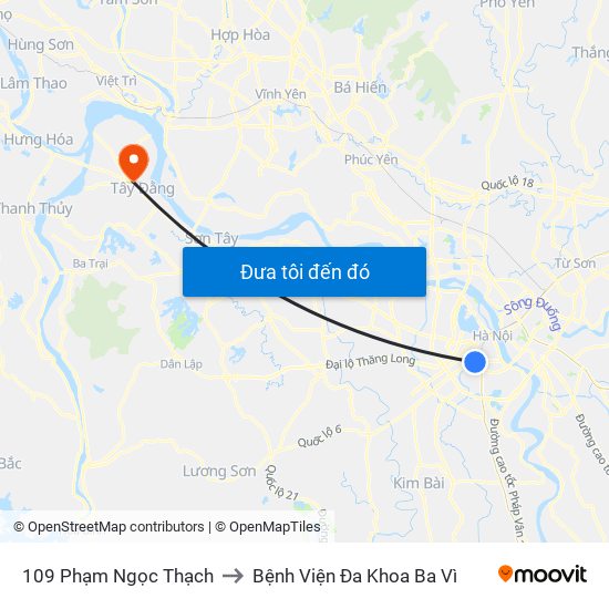 109 Phạm Ngọc Thạch to Bệnh Viện Đa Khoa Ba Vì map