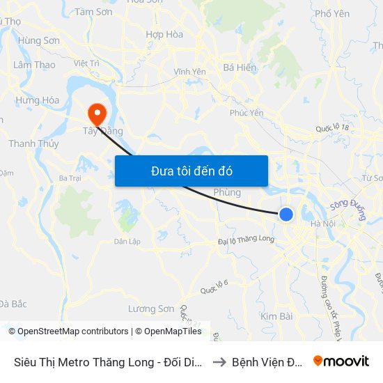 Siêu Thị Metro Thăng Long - Đối Diện Ngõ 599 Phạm Văn Đồng to Bệnh Viện Đa Khoa Ba Vì map