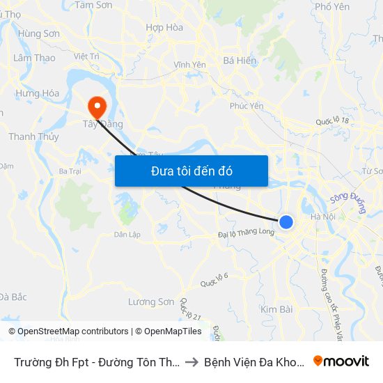 Trường Đh Fpt - Đường Tôn Thất Thuyết to Bệnh Viện Đa Khoa Ba Vì map