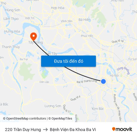 220 Trần Duy Hưng to Bệnh Viện Đa Khoa Ba Vì map