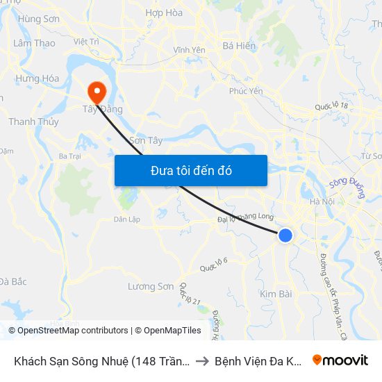 Khách Sạn Sông Nhuệ (148 Trần Phú- Hà Đông) to Bệnh Viện Đa Khoa Ba Vì map