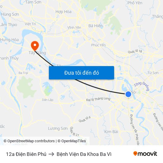 12a Điện Biên Phủ to Bệnh Viện Đa Khoa Ba Vì map