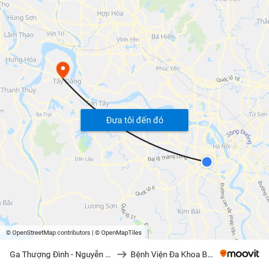 Ga Thượng Đình - Nguyễn Trãi to Bệnh Viện Đa Khoa Ba Vì map