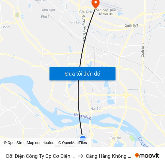 Đối Diện Công Ty Cp Cơ Điện Hn- Đường Đức Thắng to Cảng Hàng Không Quốc Tế Nội Bài map