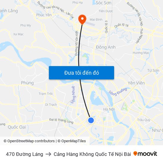 470 Đường Láng to Cảng Hàng Không Quốc Tế Nội Bài map