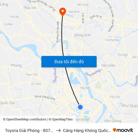 Toyota Giải Phóng - 807 Giải Phóng to Cảng Hàng Không Quốc Tế Nội Bài map