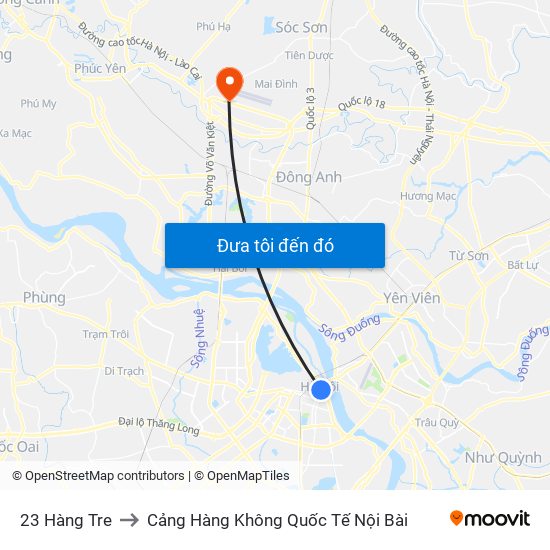 23 Hàng Tre to Cảng Hàng Không Quốc Tế Nội Bài map