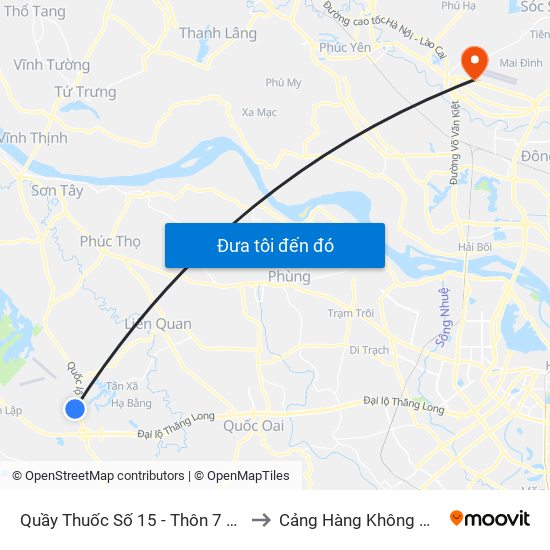 Quầy Thuốc Số 15 - Thôn 7 Xã Thạch Hòa - Ql21 to Cảng Hàng Không Quốc Tế Nội Bài map