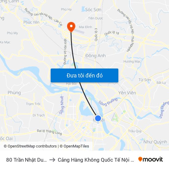 80 Trần Nhật Duật to Cảng Hàng Không Quốc Tế Nội Bài map