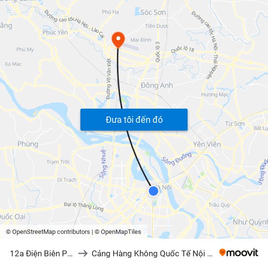 12a Điện Biên Phủ to Cảng Hàng Không Quốc Tế Nội Bài map