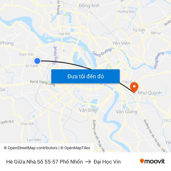 Hè Giữa Nhà Số 55-57 Phố Nhổn to Đại Học Vin map