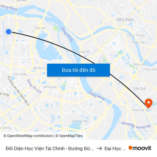 Đối Diện Học Viện Tài Chính - Đường Đức Thắng to Đại Học Vin map