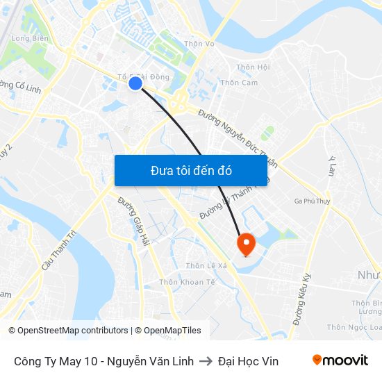Công Ty May 10 - Nguyễn Văn Linh to Đại Học Vin map