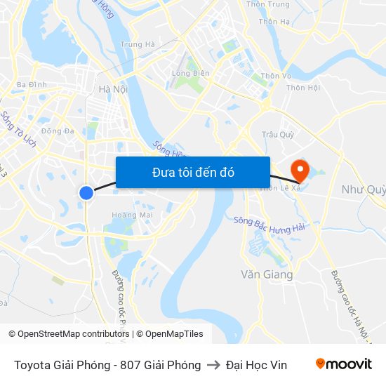 Toyota Giải Phóng - 807 Giải Phóng to Đại Học Vin map