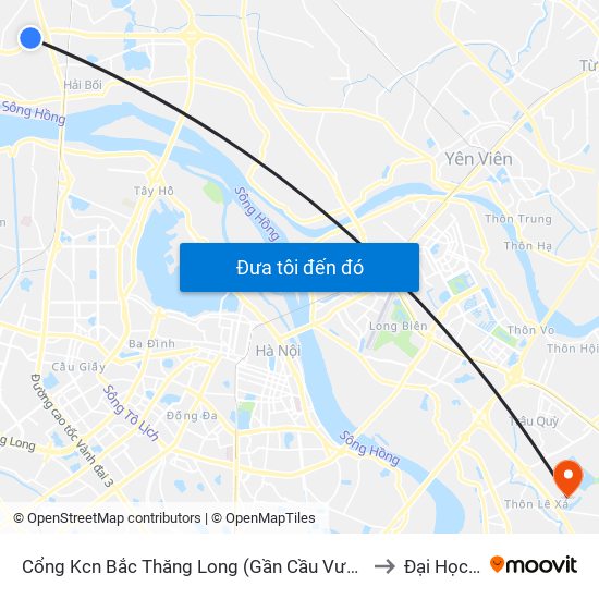 Cổng Kcn Bắc Thăng Long (Gần Cầu Vượt Bộ Hành) to Đại Học Vin map