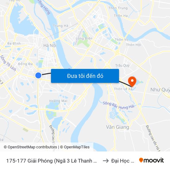 175-177 Giải Phóng (Ngã 3 Lê Thanh Nghị) to Đại Học Vin map