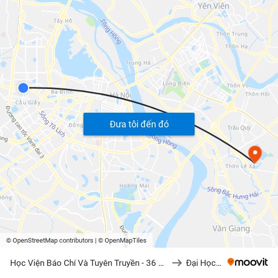 Học Viện Báo Chí Và Tuyên Truyền - 36 Xuân Thủy to Đại Học Vin map