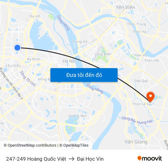 247-249 Hoàng Quốc Việt to Đại Học Vin map