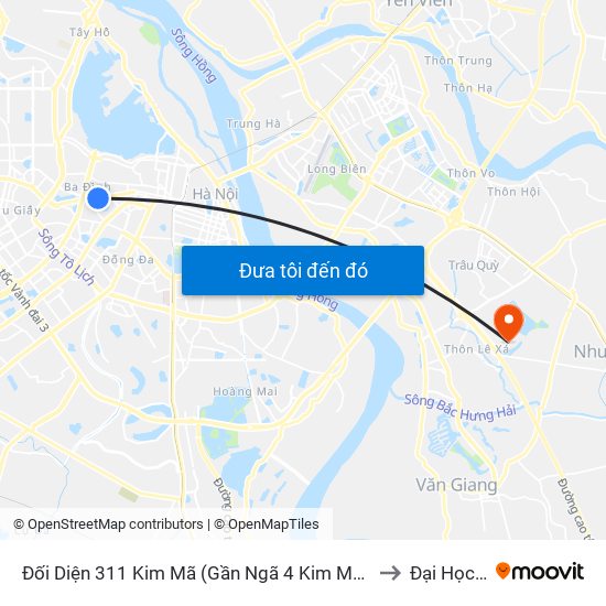 Đối Diện 311 Kim Mã (Gần Ngã 4 Kim Mã - Vạn Bảo) to Đại Học Vin map