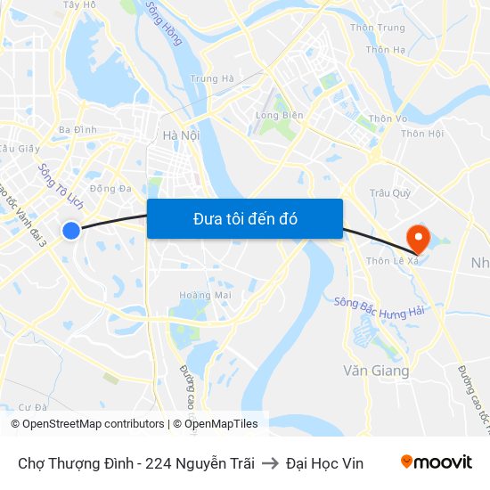 Chợ Thượng Đình - 224 Nguyễn Trãi to Đại Học Vin map