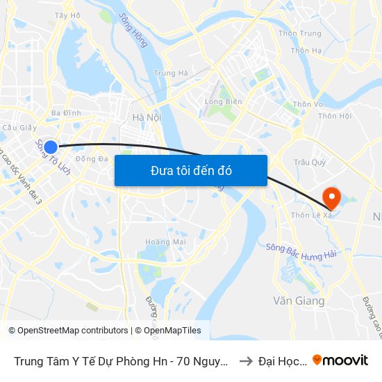 Trung Tâm Y Tế Dự Phòng Hn - 70 Nguyễn Chí Thanh to Đại Học Vin map