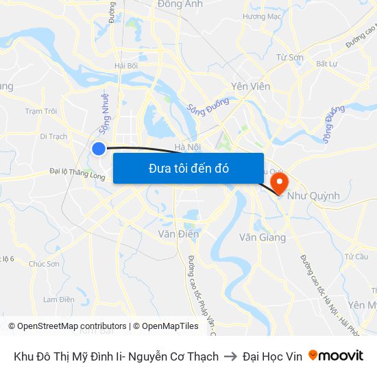 Khu Đô Thị Mỹ Đình Ii- Nguyễn Cơ Thạch to Đại Học Vin map