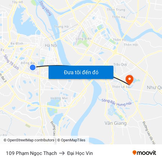 109 Phạm Ngọc Thạch to Đại Học Vin map