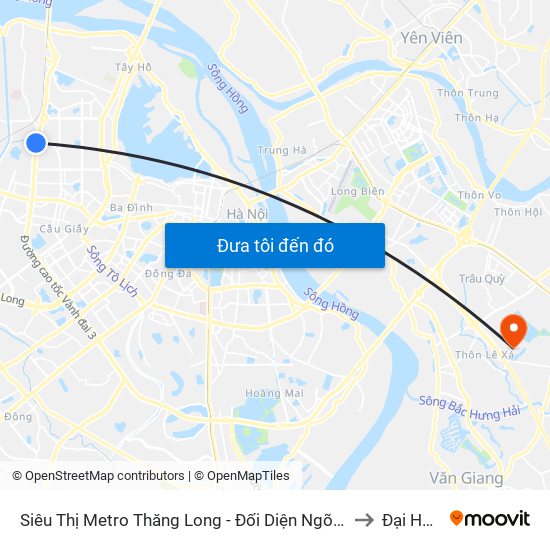 Siêu Thị Metro Thăng Long - Đối Diện Ngõ 599 Phạm Văn Đồng to Đại Học Vin map