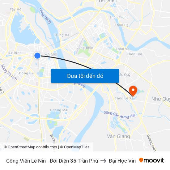 Công Viên Lê Nin - Đối Diện 35 Trần Phú to Đại Học Vin map