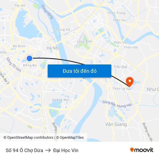 Số 94 Ô Chợ Dừa to Đại Học Vin map