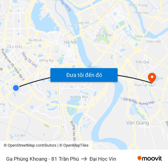 Ga Phùng Khoang - 81 Trần Phú to Đại Học Vin map